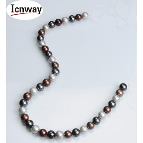 Natural AA+ gray black coffee round Freshwater Pearl 10-11mm 15inches DIY necklace bracelet FreeShipping Wholesale icnway