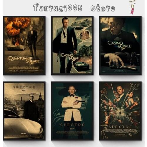 New British legend James Bond Vintage Poster Movie Retro Poster Kraft Paper Wall for Home Decoration / Room / Bar Painting
