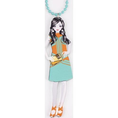 Bonsny Wholesale new 2014 acrylics cute girls chain colorful lovely figures fashion necklace & pendant for woman Free shipping