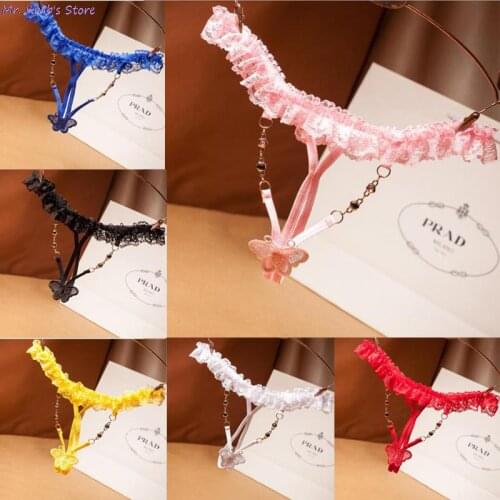 Crystal Open Crotch Sex Thongs Lace Crotchless Panties Full Transparent Womens Panties With A Hole Erotic Underwear