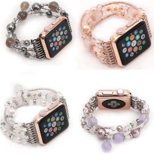 For iwatch 5 4 3 2 1 strap for Apple watch band 42mm 38mm 40mm 44mm Pearl Replacement band with Secure Metal Clasp Buckle