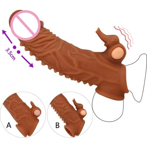 Bullet Vibrating Penis Enlargers Sleeve For Men Adult Sex Toys Reusable Condoms Male Cock Extender Sleeve Penis Sleeve Sex Shop