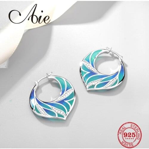 Nature breath fashion like wings pattern 925 Sterling DIY green Enamel fine Stud Earrings Party Jewelry