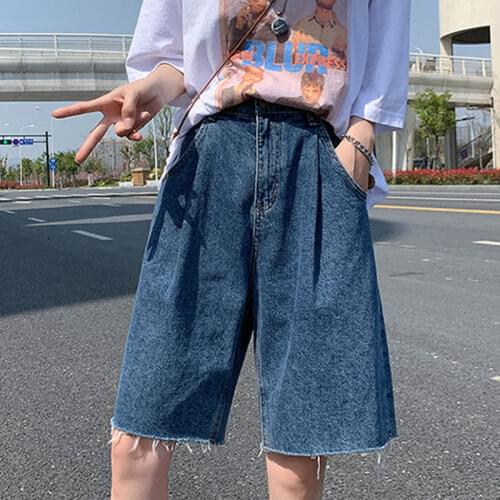 High Waist Hole Tassels Slim Cyclist Denim Bermuda Shorts Jeans Summer Straight Casual Fashion Women Denim Shorts Zipper 2021
