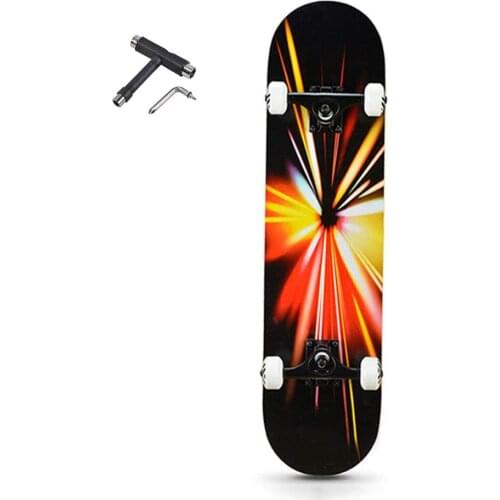 Skateboards 31" Complete 7 Layer Canadian Maple Double Kick Deck Concave Cruiser Skateboard with T-Tool for Beginners Skateboard
