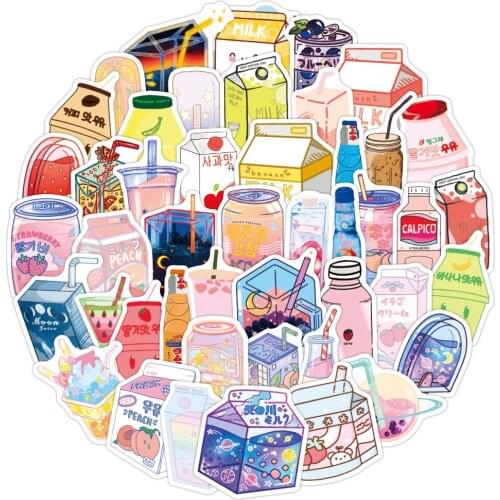 10/50PCS INS Style Cute Drink Cartoon Stickers Laptop Guitar Luggage Fridge Waterproof Graffiti Sticker Decal Kid Classic Toy