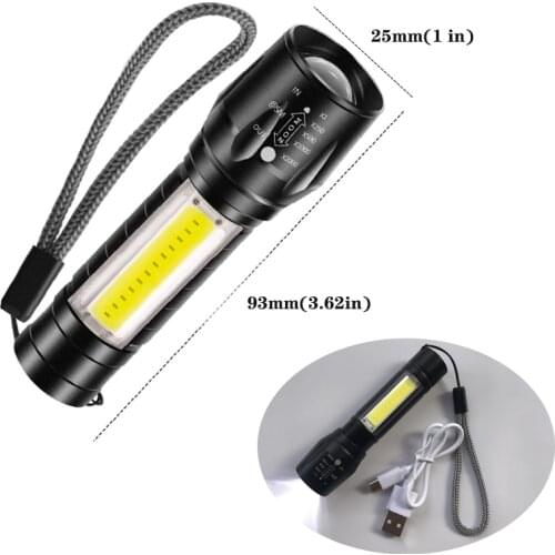 Built in battery LED Flashlight Rechargable Portable Waterproof Emergency Torch Telescopic Zoom Stylish CampingLamp Workinglight
