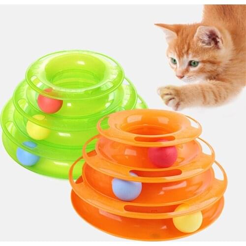 Three Levels Pet Cat Toy Training Intelligence Amusement Plate Cat Funny Cat Tower Puzzle Kitten Tower Tracks Disc