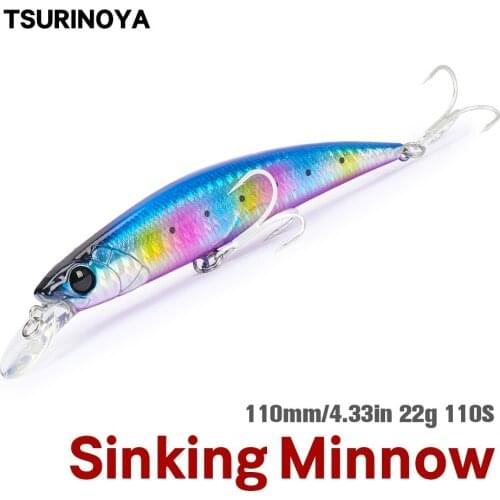 Tsurinoya Minnow Bait 110mm22g Fishing Lure Sinking 0.8-1.2m 4# Hook Isca Artificial Para Pesca Leurre Peche Hard Bait Wobbler