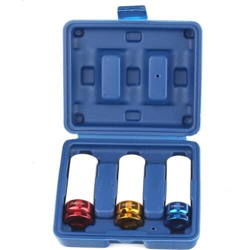 3pcs/set 1/2" 17,19,21mm Lengthened Type Pneumatic Socket Wrench Head Set Nylon Protective Sleeve Allen Head Auto Repair Tools