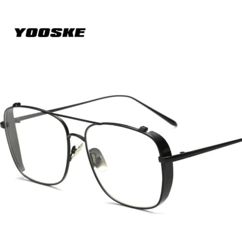 YOOSKE Oversized Alloy Eyeglasses Frames Transparent Sunglasses Women Optical Glasses Frames for Men Vintage Square Eyewear