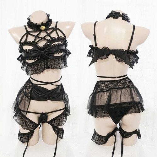 Womens Devil Cosplay Costumes Lolita Cute Cat Lingerie Anime Underwear Sexy Bandage Outfit Japanese Lingerie School Girl Costume