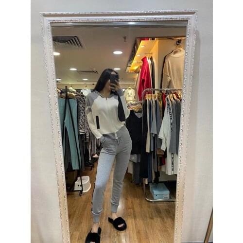 2020 Drawstring Hot Sale Suit Color Matching Tracksuit Women Winter Fashion Hooded Sweater Feet Pants Cashmere Knit Two-piece