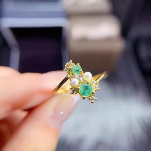 Natural Emerald Gemstone Womens Ring S925 Sterling Silver Fine Fashion Charming Luxury Weddings Jewelry MeibaPJFS