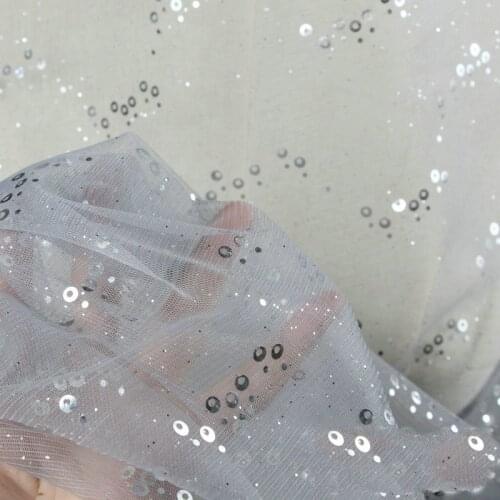 1Y/lot Transparent Sequins Sewing Mesh Fabric For Wedding Dress Accessories Background Decoration
