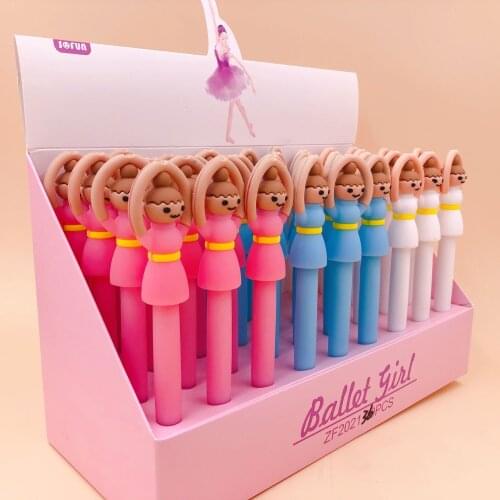 36pcs/pack Full Silicone Gel Pen Dancing Girl Ballet Cute Cartoon Water Pen Office School Creative Stationery Prize Party Gift