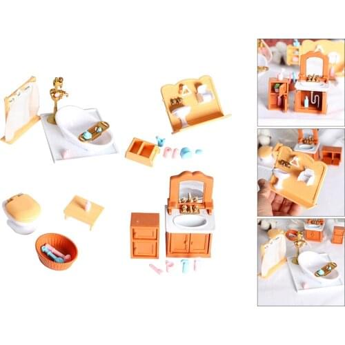 4Set 1:12 Plastic Bathroom Set with Dollhouse Toilet Bathtub and Accessories