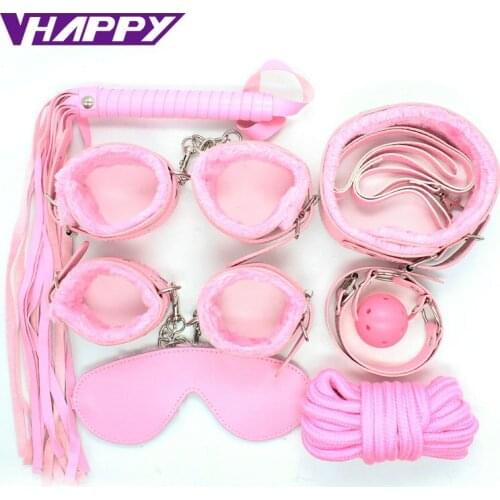 8pcs/set 3colors Hot Nipple Clamps Sexy Toys Adult Black/Red/Plink Suit Gag Handcuffs Blindfold Beat Cervical Collar Sex Toys