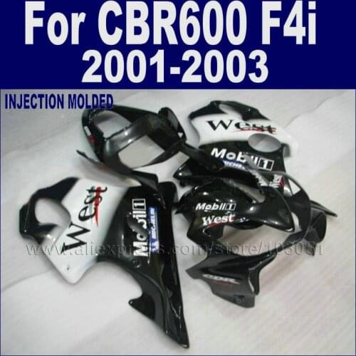 ABS Plastics Motorcycle Fairings Set For Honda CBR 600 F4i 01 02 03 Cbr 600 F4i 2001 2002 2003black West Body Repair Fairing Kit