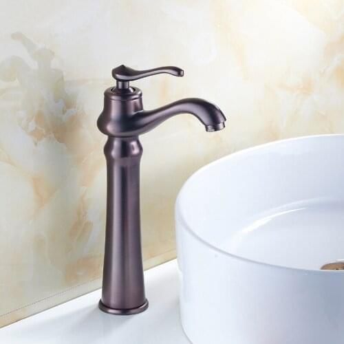 Antique oil rubbed bronze basin faucet red, Copper wash basin faucet hot and cold, Brass sink basin faucet mixer water tap retro