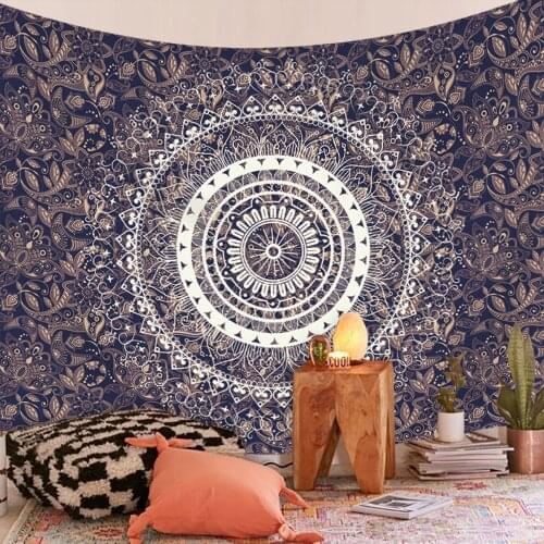 Bohemian Mandala Tapestry Wall Hanging Polyester Indian Mandala Pattern Blanket Boho Home Decoration Yoga Mat Small 95x73cm