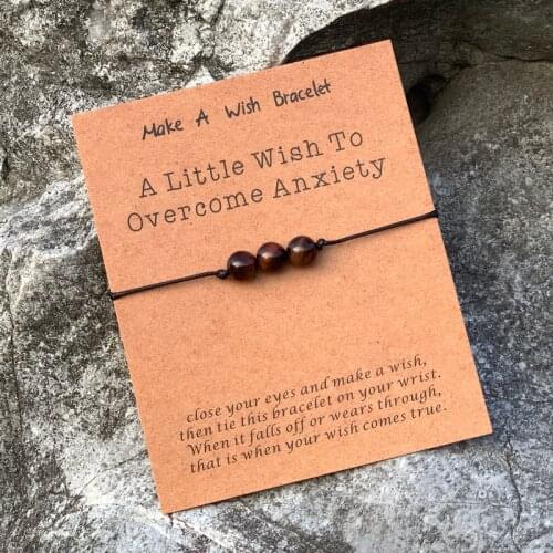 Tiger Eye Bracelet Healing Crystals Bracelet Wishing Card Adjustable Bracelet Overcoming Anxiety Bracelets Fashion Jewelry Gift