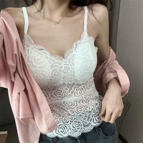 Ladies Vests Lace sling net infrared wear small vest women wear camis slim sexy bottoming shirt trend female Halter Tank TopS