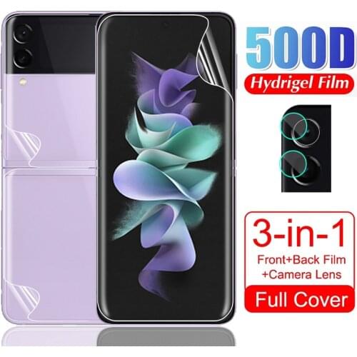For Samsung Galaxy Z Flip3 ZFlip3 Hydrogel Film Camera Lens Front Back Protective For Z Flip3 ZFlip 3 Screen Protector Not Glass