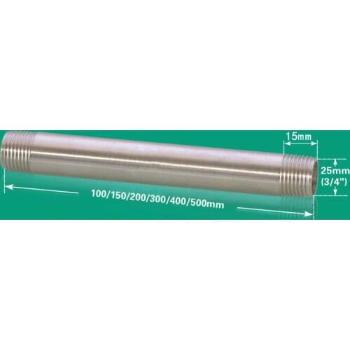 DN15 DN20 DN25 equal diameter male thread pipe connector 10-50cm lengthen extension tube pipe 304 stainleless steel pipe fitting