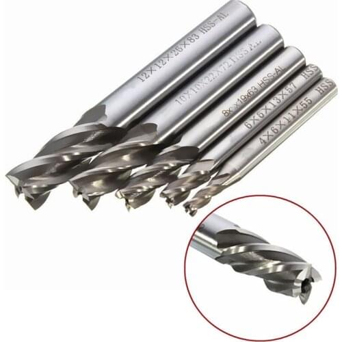 5pcs 4 Flutes End Mills 2-12mm High Speed Steel HSS Metal Cutter Drill Bits Aluminum Engraving Milling Cutting Tool