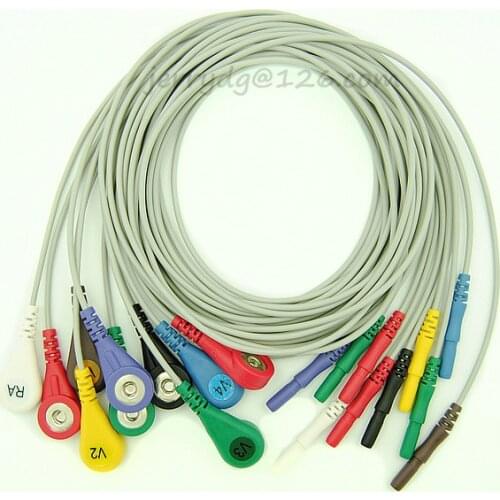 Holter Recorder ECG Patient Cable, 10 leads ECG leadwire, DIN style, AHA, snap AAMI