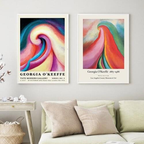 Georgia O'Keeffe American Modernism Female Painter Art Prints , 1989 Los Angeles County Museum Exhibition Decor Canvas Painting