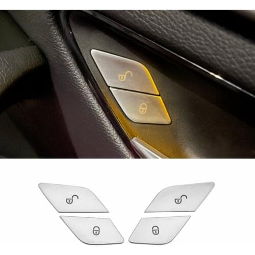 Car Door Lock Unlock Buttons Cover Stickers For Mercedes Benz C E class GLC W205 W213 X253 2015-2019 Car Accessories