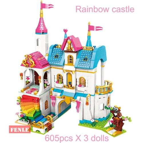 Building Blocks Enlighten 32014 Girl Princess big Castle House 1 Set Leah Lake Heart Rainbow Castle DIY Bricks toys Gift blocks