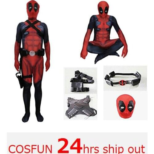 Deadpool sword-fighting version Deadpool cosplay muscle Deadpool Costume Wade Wilson Costume Red Deadpool Cosplay Jumpsuit