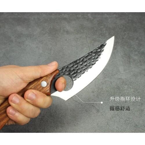 Forging small curved knife, bone removing knife, hammer pattern high carbon steel household open piece fish killing small