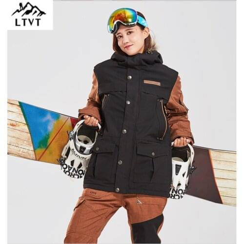 LTVT Double Board Female Ski Suit Couple Single Double Board Waterproof Thick Hanging Strap Detachable Slim fit Women Ski Set