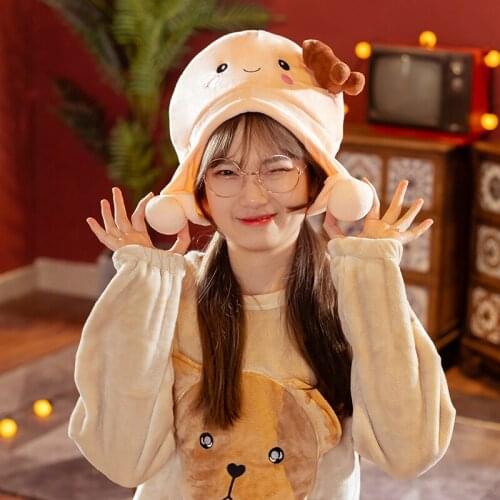 Lovely Plush Penis Hat Plush Toys Funny Creative Animal Penis Hat Stuffed Soft Plush Dolls for Girlfriend Valentines Gifts