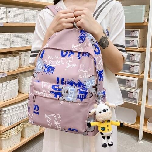 Cute Backpack Women Large Capacity School Bag Female Student Nylon Rucksack Casual Lady Anti Theft Backpack Fashion Girl Mochila