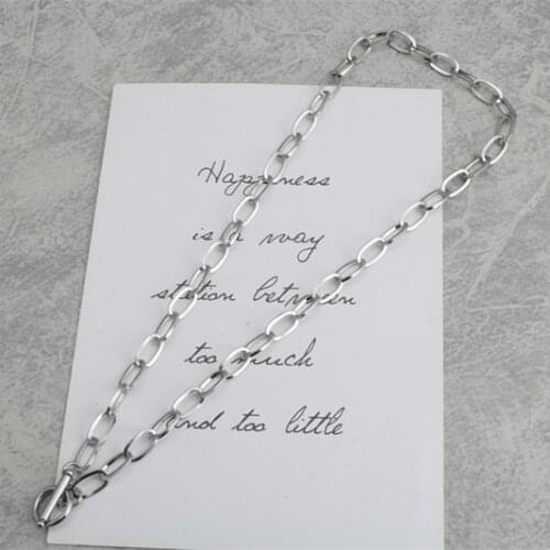 Fashion personality simple word buckle titanium steel hip hop street sweater chain clavicle chain trend necklace hot sale