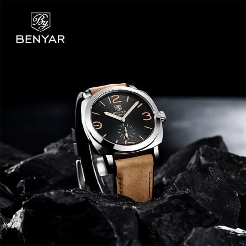 Benyar Design 2021 New Top Fashion Casual Men Mechanical Watch Waterproof High Quality Leather Night Light Automatic Watch Reloj