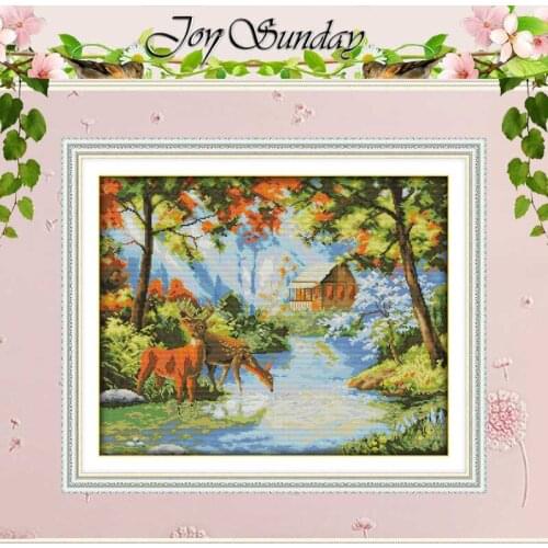 Deer Tweet At The Creek Counted Cross Stitch 11CT 14CT Cross Stitch Set Wholesale DIY Cross-stitch Kit Embroidery Needlework