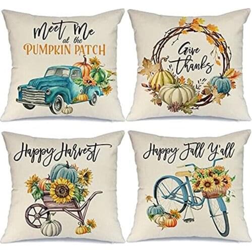 Fall Decor Pillow Covers 18X18 Set of 4 for Fall Decorations Outdoor Throw Pillows Farmhouse Cushion Covers for Couch
