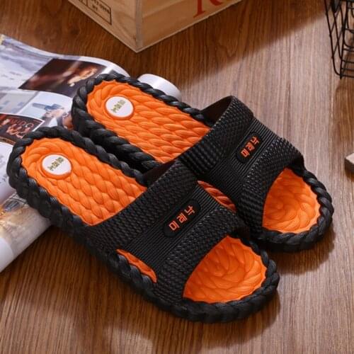 Odor-proof non-slip soft-soled bathroom slippers Korean version casual soft massage indoor outdoor mens slippers bath slippers