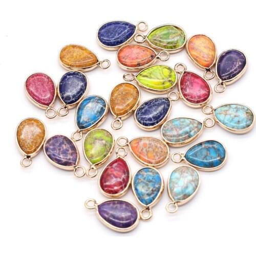 New Retro Style Emperor Stone Drop Shape Charms Pendant Connector for Jewelry Making DIY Necklace Bracelet Accessories 11x20mm