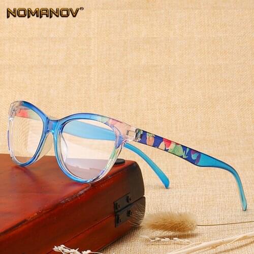 Young Round Blue and Red Flower Eye Glasses Frame Light Anti-fatigue Men Women Reading Glasses +0.75 +1.25 +1.5 +1.75 TO +4