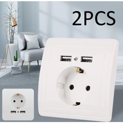 2PCS Sockets Wall Socket With Usb 5V 16A Charger Adapter Ports EU Plug Power Outlet Panel for Home Supplies