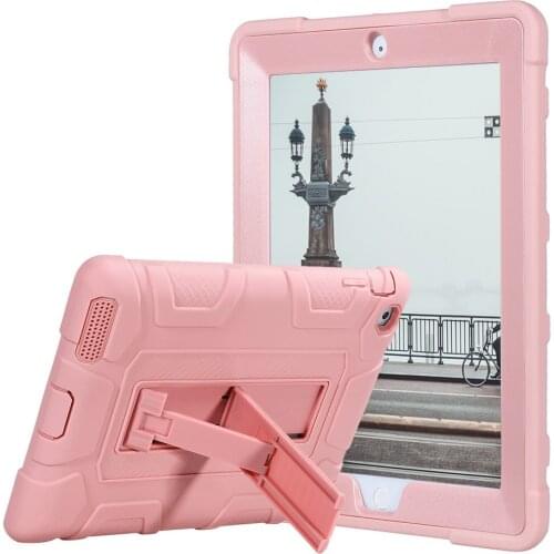 With Kickstand Stand Kids case For Apple iPad 2 3 4 9.7 inch A1459 A1460 Shockproof Silicone + PC Rugged Armor Cover Funda + Pen