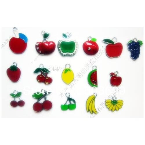 S1185 100pcs zinc alloy metal mixed many style Fruit enamel pendant enamel charms