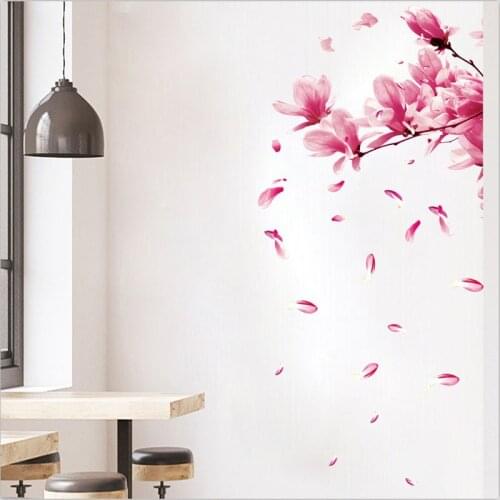 Removable Painting Wall Stickers Pink Peach Branch Blossom Petals Withered Home Decor Living Room Sofa Background Decoration